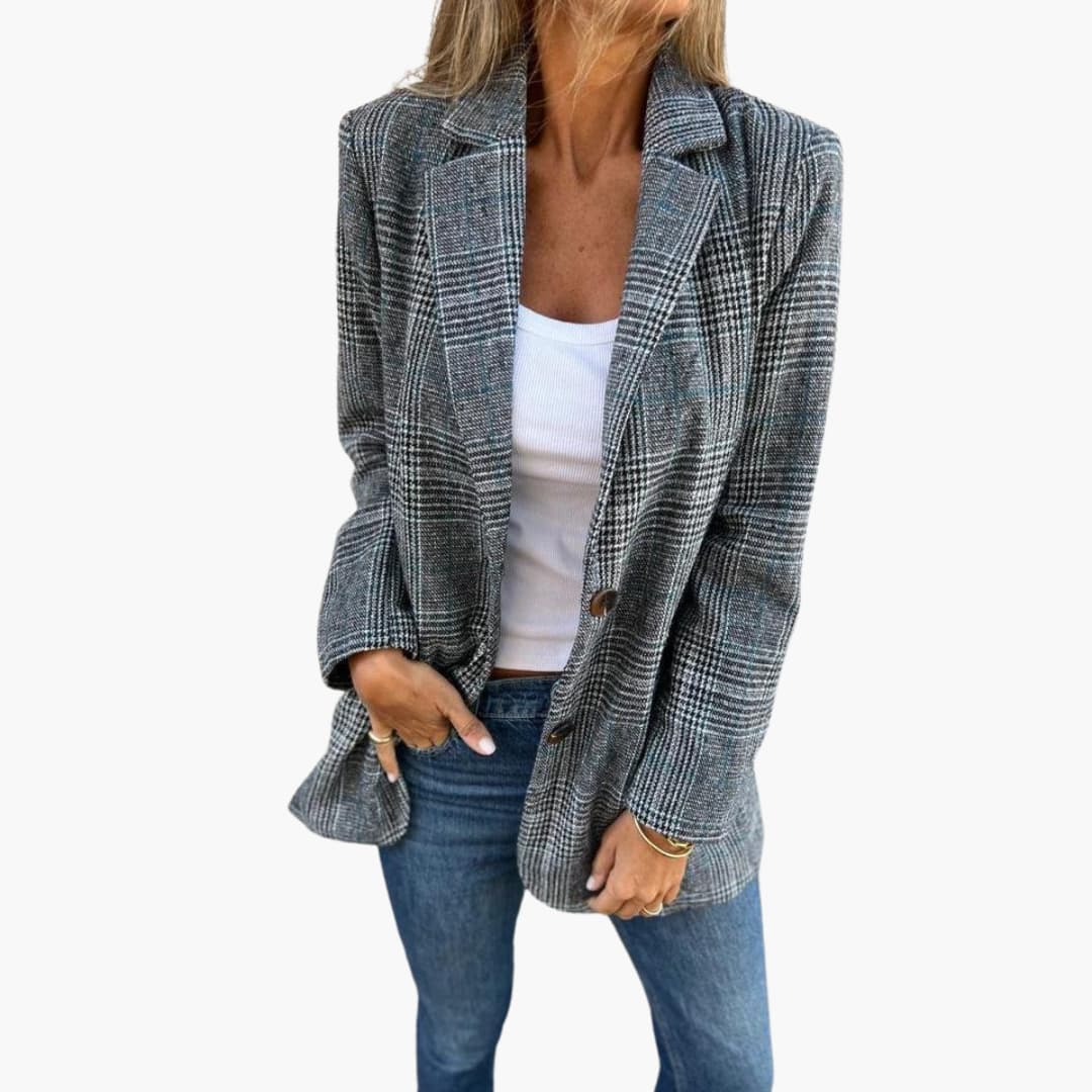 Émilie™ - Blazer à carreaux chic et décontracté