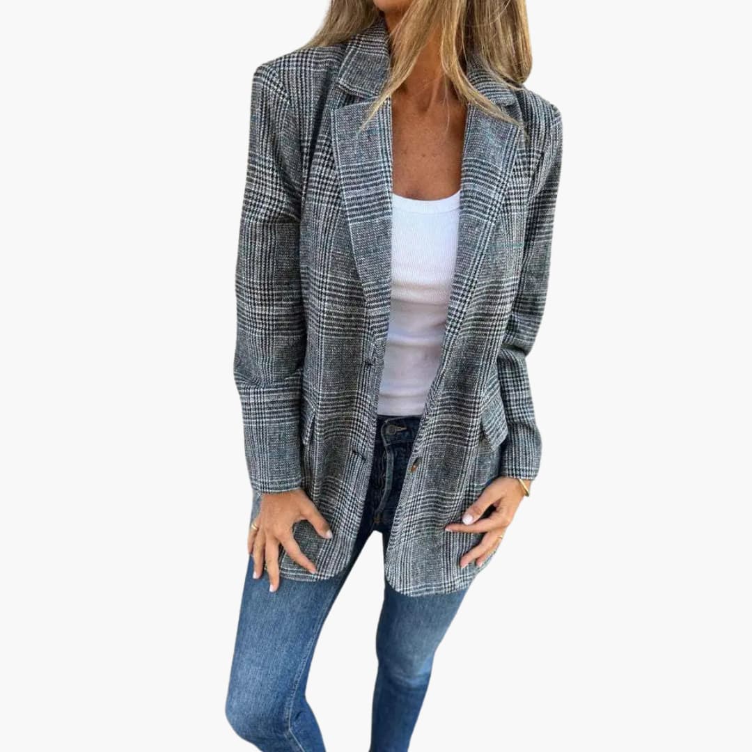 Émilie™ - Blazer à carreaux chic et décontracté