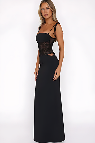 Élise™ - Robe longue en dentelle avec corset et fines bretelles