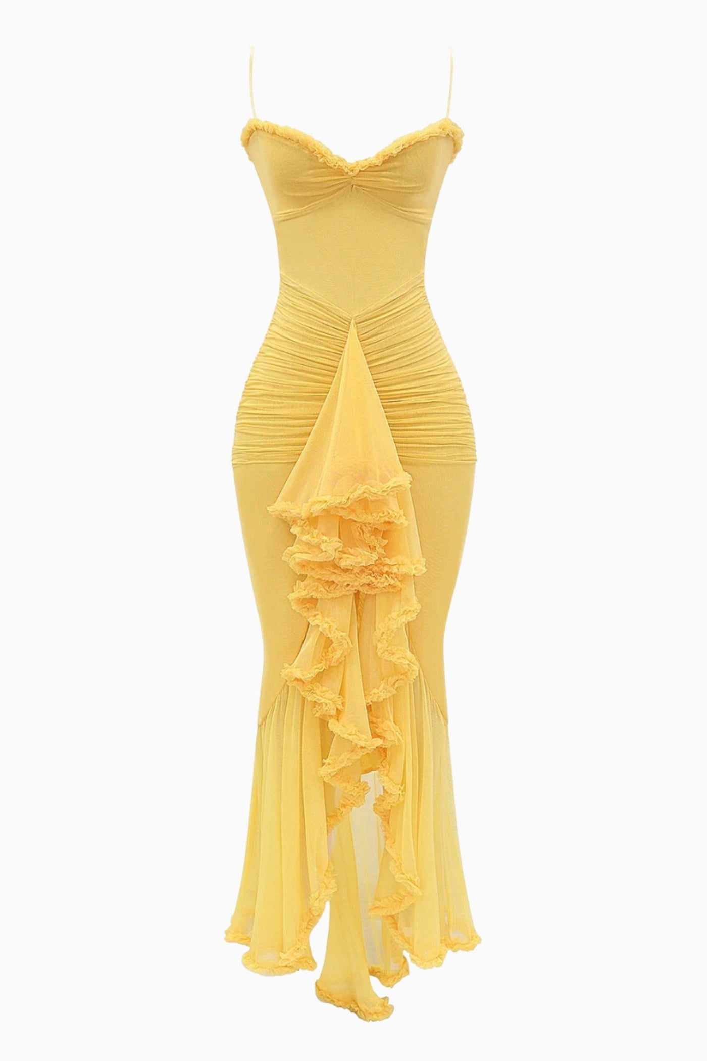 Éléna™ - Robe longue à volants et drapé élégant