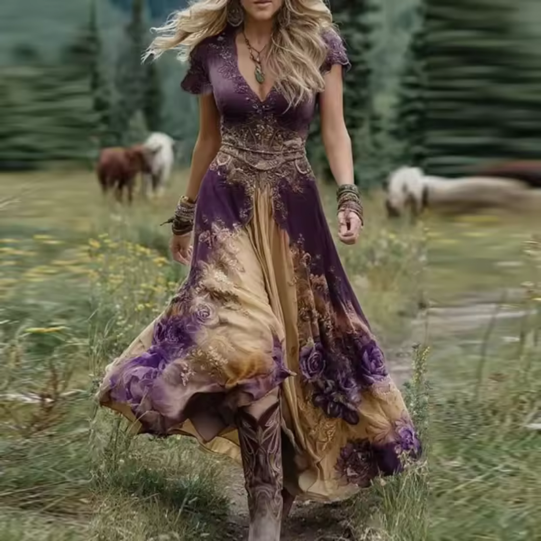 Aimée™ - Robe fluide à broderies florales