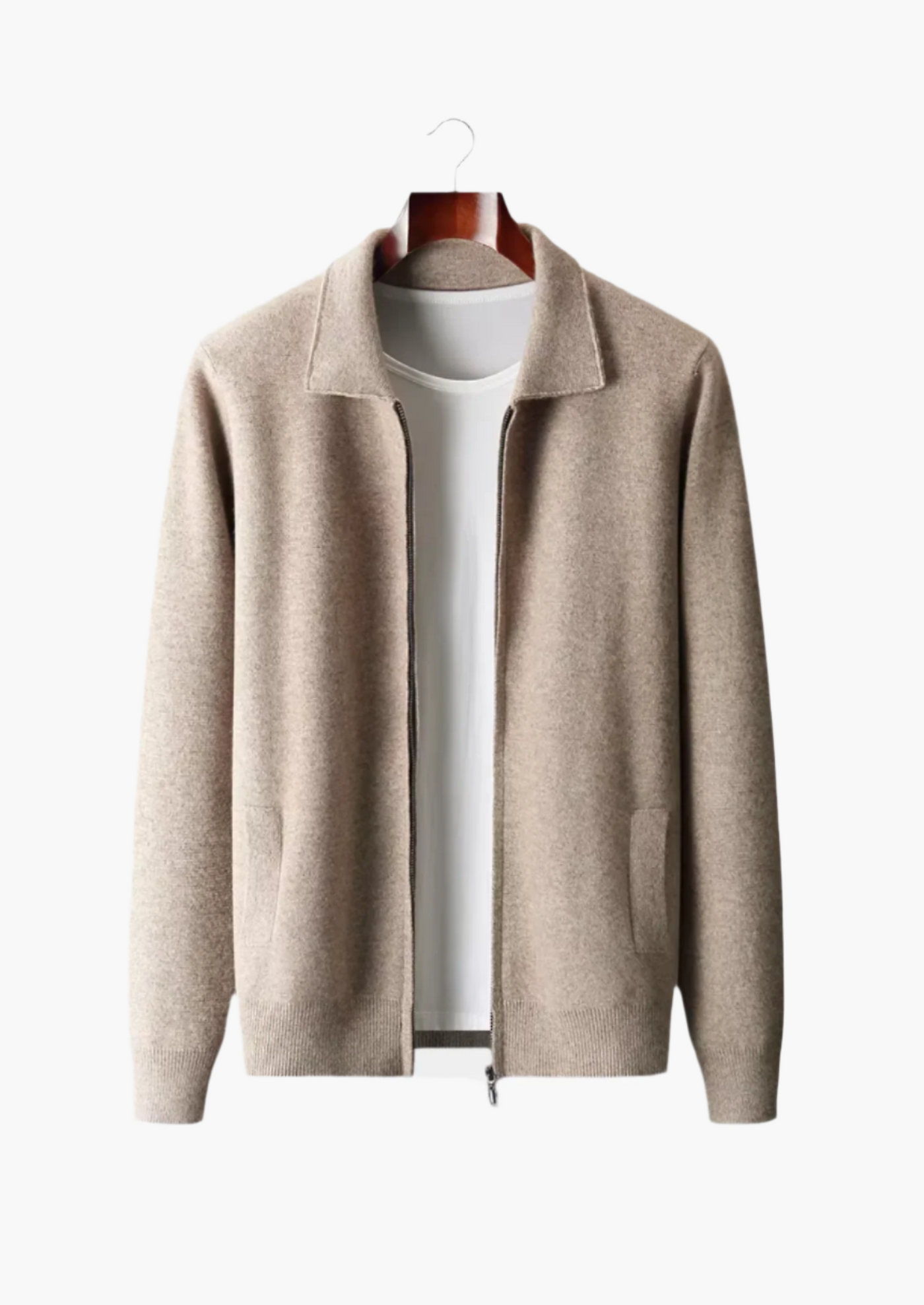 Théo™ - Polo Cardigan en Laine Mérinos Extra-Fine à Fermeture Éclair