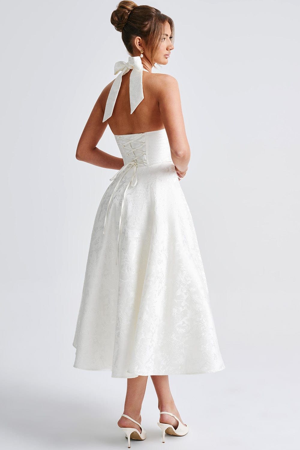 Gabrielle™ - Robe midi à col halter et jupe évasée