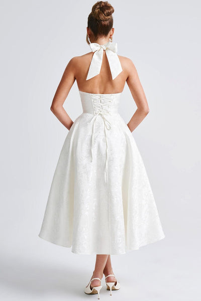 Gabrielle™ - Robe midi à col halter et jupe évasée