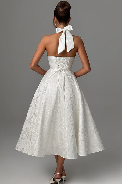 Gabrielle™ - Robe midi à col halter et jupe évasée