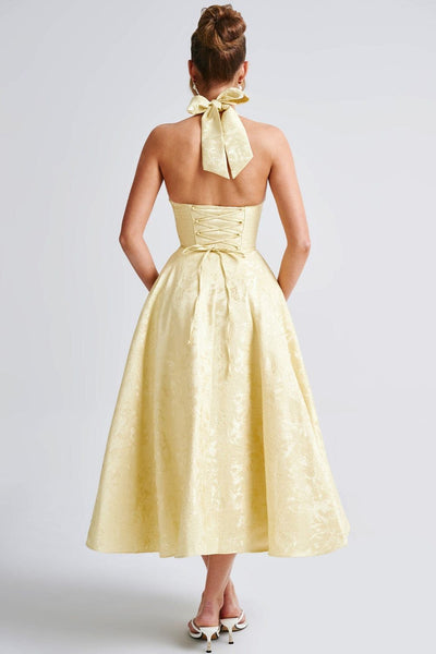 Gabrielle™ - Robe midi à col halter et jupe évasée