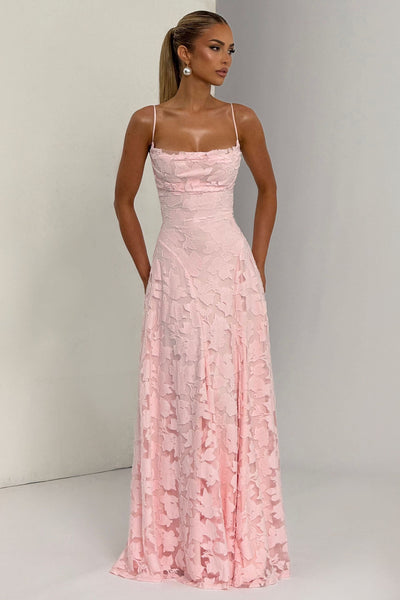 Amélie™ - Robe longue à fines bretelles et texture florale