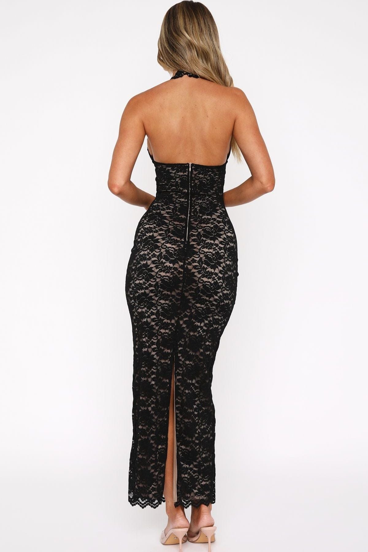 Clara™ - Robe longue en dentelle florale dos nu