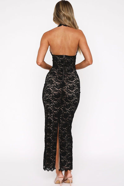 Clara™ - Robe longue en dentelle florale dos nu